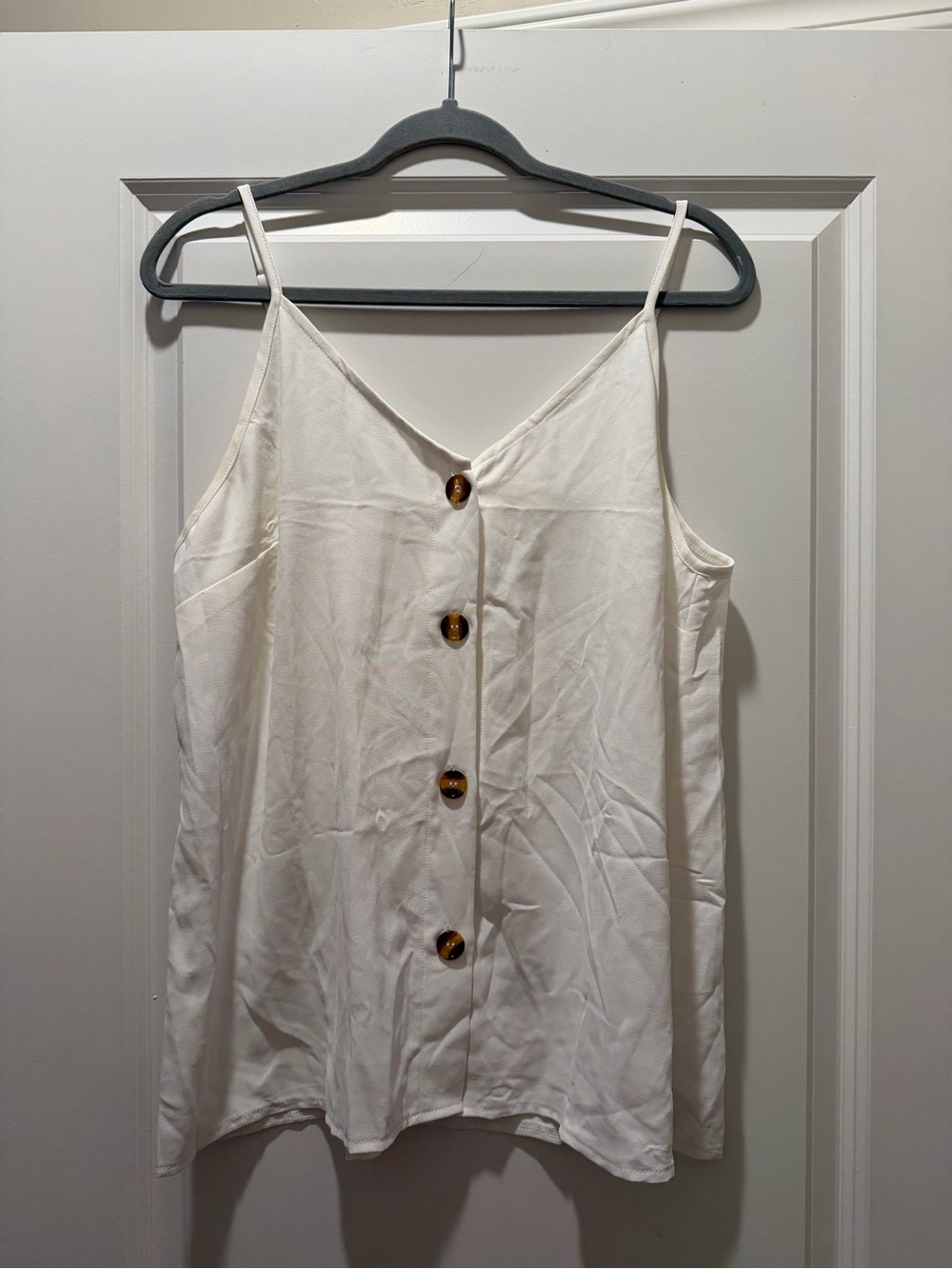 Amazon White Tank Cami with Tortoiseshell Buttons